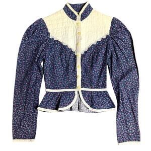 Gunne Sax Vintage 1970s Cottagecore Prairie Floral Long Sleeve Top Size 3